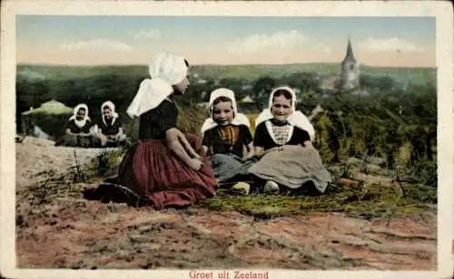 Ak Vlissingen Zeeland Niederlande, Mädchen in Tracht, Zeeland