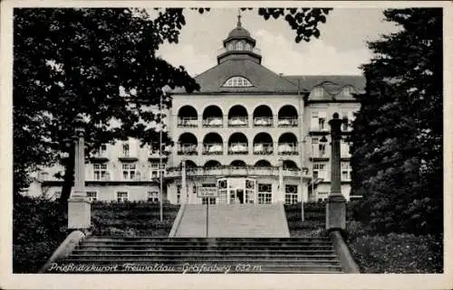 Ak Lázně Jeseník Bad Gräfenberg Frývaldov Freiwaldau Reg. Olmütz, Historisches Kurhaus, Treppe