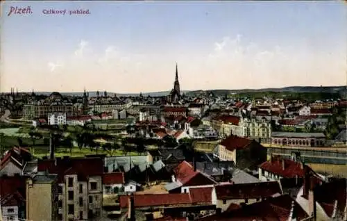 Ak Plzeň Pilsen Stadt, Gesamtansicht