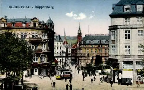 Ak Elberfeld Wuppertal, Elberfeld Döppersberg, Straßenblick, historische Gebäude, Straßenbahn