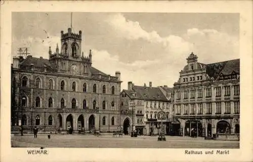 Ak Weimar in Thüringen, Rathaus, Markt