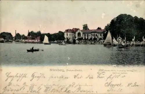 Ak Dutzendteich Nürnberg in Mittelfranken Bayern, Nürnberger Dutzendteich, Boote, historisches...