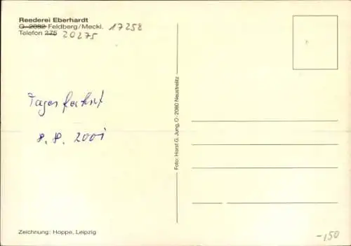Landkarten Ak Feldberg in Mecklenburg, Boot MS Reczow