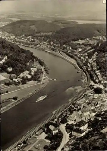 Ak Königstein an der Elbe Sächsische Schweiz, Blick von der Festung Königstein, Elbe