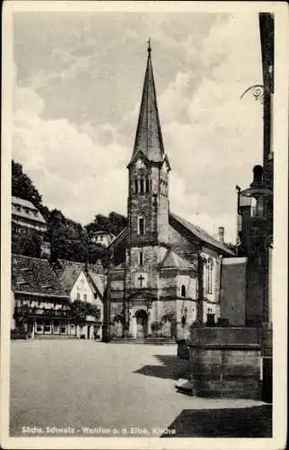 Ak Wehlen an der Elbe Sächsische Schweiz, Kirche, historische Architektur, Sächsische Schweiz,...