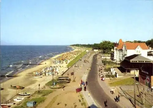 Ak Ostseebad Kühlungsborn, Strandpromenade, Ostsee, Boote, Strandkörbe, Hotels