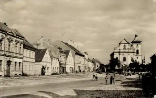 Ak Bor u Tachova Haid Region Pilsen, Straßenpartie, Passanten