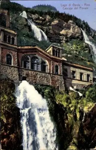 Ak Salò Lago di Garda Lombardia, Wasserfälle, historische Gebäude, Natur, Landschaft, Italien