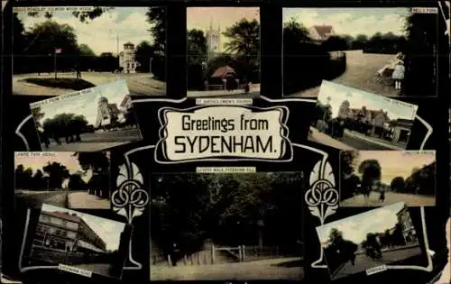 Ak Sydenham Lewisham London England, Verschiedene Ansichten von  St. Bartholomew's Church, Lov...