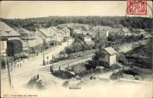 Ak Boncourt Kanton Jura, Totalansicht, Bahnschienen