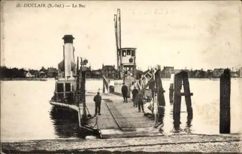 Ak Duclair Seine Maritime, Fähranlegestelle, Männer auf Ponton, Schiffsanlegestelle, Wasserweg