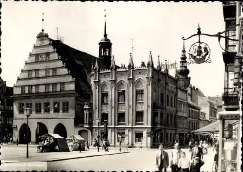 Ak Hansestadt Greifswald, Rathaus, Marktstände