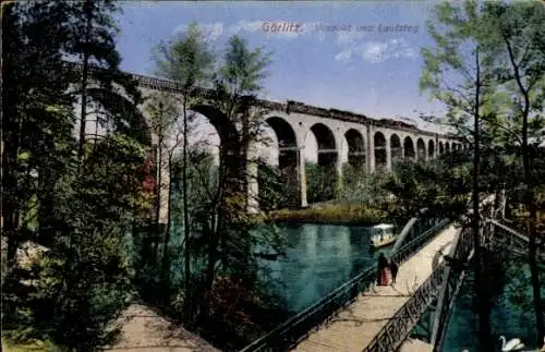Ak Görlitz in der Lausitz, Viadukt und Laufsteg