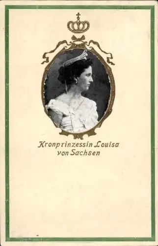 Präge Passepartout Ak Kronprinzessin Louisa von Sachsen, Portrait im Profil