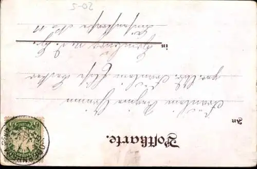 Litho Prosit Neujahr, Uhr, Sektgelage