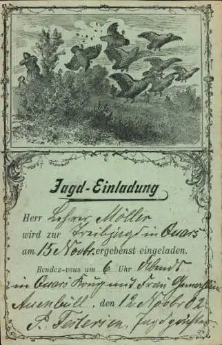 Litho Einladung zur Jagd