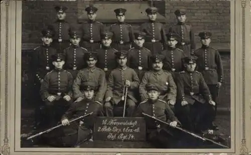 Foto Ak 16 Korporalschaft 2. Rekruten Depot 1. Ersatz Bataillon Infanterie Regiment 74
