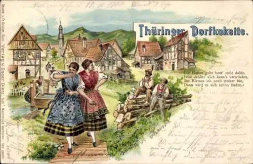 Litho Thüringer Dorfkokette, Junge Frauen