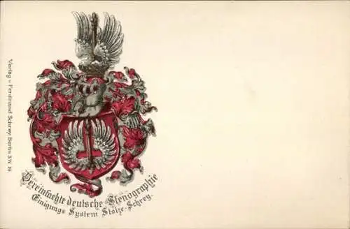 Wappen Ak Vereinfachte deutsche Stenographie, Einigungs-System Stolze-Schrey