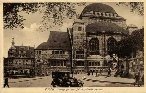 Ak Essen im Ruhrgebiet, Synagoge und Jahrhundertbrunnen