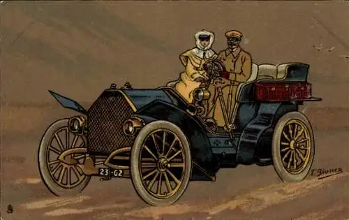 Künstler Ak Bianca, T., Paar im Automobil