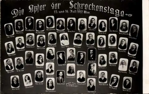 Foto Ak Wien, Die Opfer der Schreckenstage 15. und 16. Juli 1927, Juli-Revolte