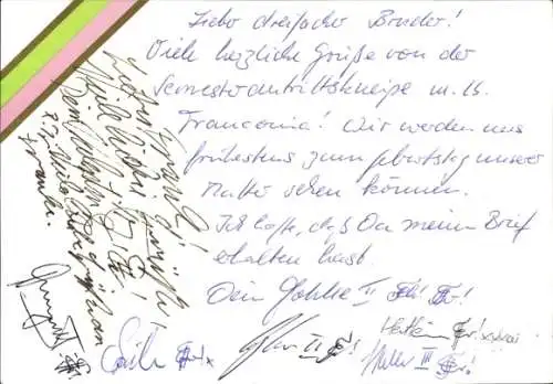 Studentika Ak Würzburg, Corps Franconia, Judenbühlweg 7, Corpsfarben