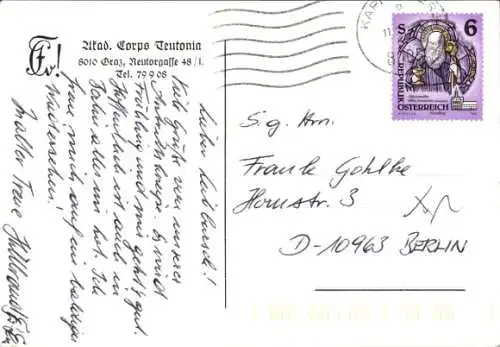 Studentika Ak Graz, Corps Teutonia, Neutorgasse 48/I