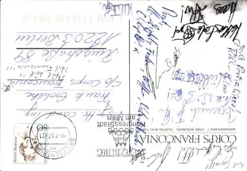 Studentika Ak Würzburg, Corps Franconia, Judenbühlweg 7, Corpsfarben