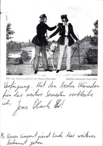 Studentika Ak Darmstadt, Corps Hassia, Abschied nehmender Hesse 1844