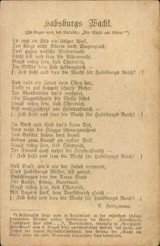 Lied Ak Habsburgs Wacht, Wacht am Rhein