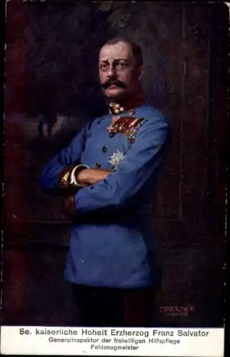 Künstler Ak Erzherzog Franz Salvator, Generalinspektor der freiwilligen Hilfspflege, Feldzeugmeister