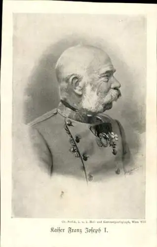 Künstler Ak Kaiser Franz Joseph I., Portrait, Profilansicht