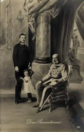 Ak Drei Generationen, Kaiser Franz Josef I., Karl I. mit Kind