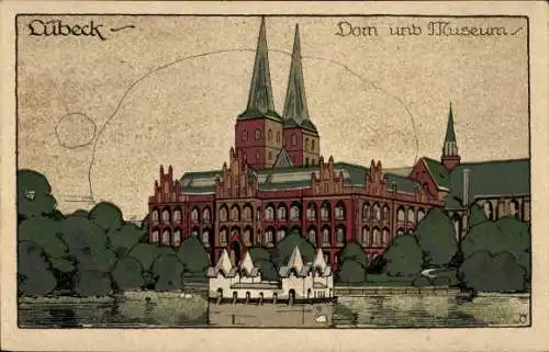 Steindruck Ak Hansestadt Lübeck, Dom, Museum