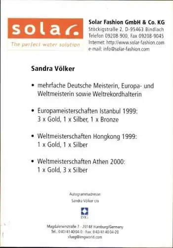 Foto Ak Schwimmerin Sandra Völker, Autogramm