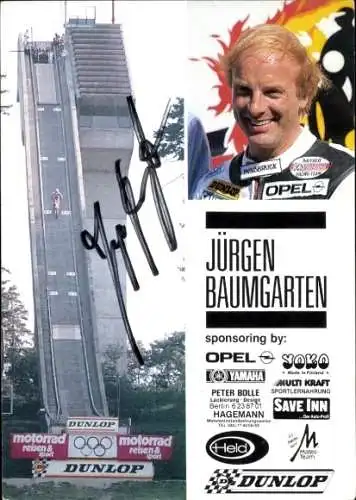 Foto Ak Stuntfahrer Jürgen Baumgarten, Autogramm