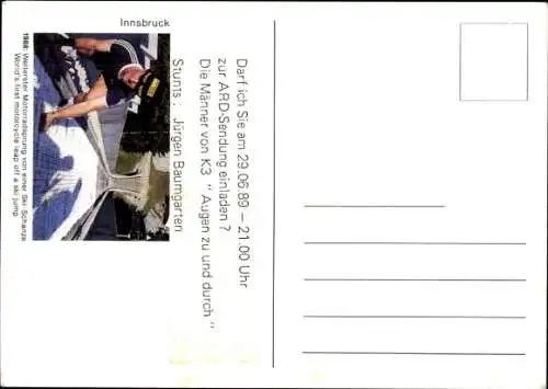 Foto Ak Stuntfahrer Jürgen Baumgarten, Autogramm