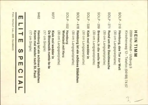 Foto Ak Sänger Hein Timm, Autogramm