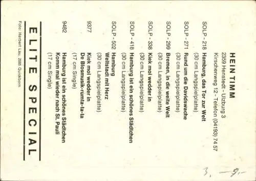 Foto Ak Sänger Hein Timm, Autogramm