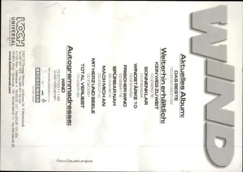 Foto Ak Gruppe Wind, Autogramm