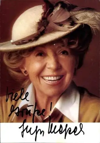 Ak Schauspielerin Inge Meysel, Portrait mit Hut, Autogramm