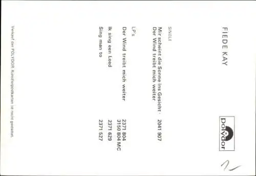 Ak Sänger Fiede Kay, Portrait, Autogramm