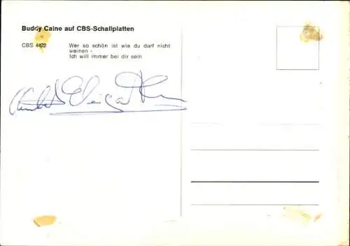 Ak Sänger Buddy Caine, Portrait, Autogramm, CBS