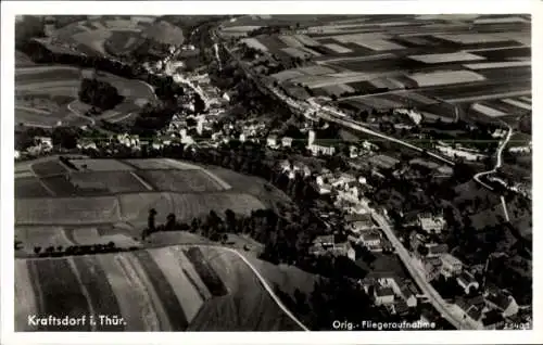 Ak Kraftsdorf in Thüringen, Fliegeraufnahme