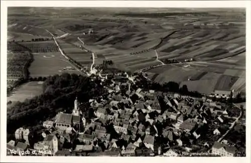 Ak Volkach am Main Unterfranken, Fliegeraufnahme