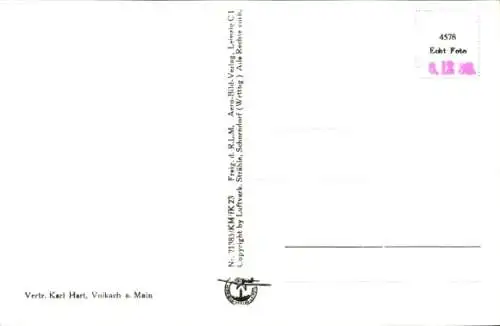 Ak Volkach am Main Unterfranken, Fliegeraufnahme