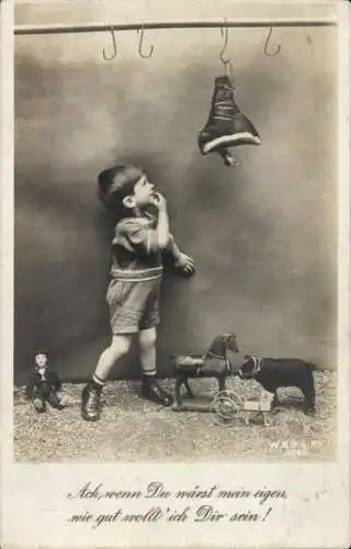 Ak Junge starrt unerreichbares an, ach wenn du wärst mein eigen