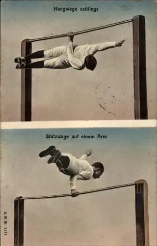 Ak Hangwage seitlings, Stützwage auf einem Arm