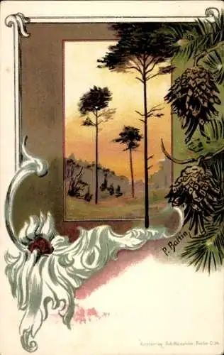 Passepartout Litho Battin, P., Landschaftsmotiv